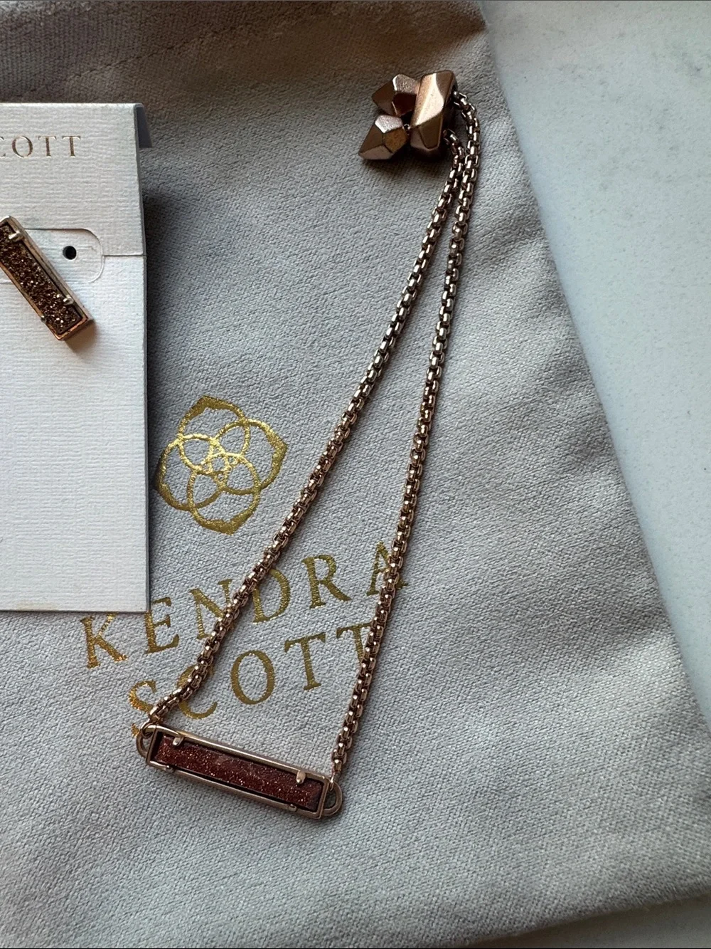 Kendra Scott Rose Gold Glitter Bar Earrings and Bracelet Set - Picture 4 of 7